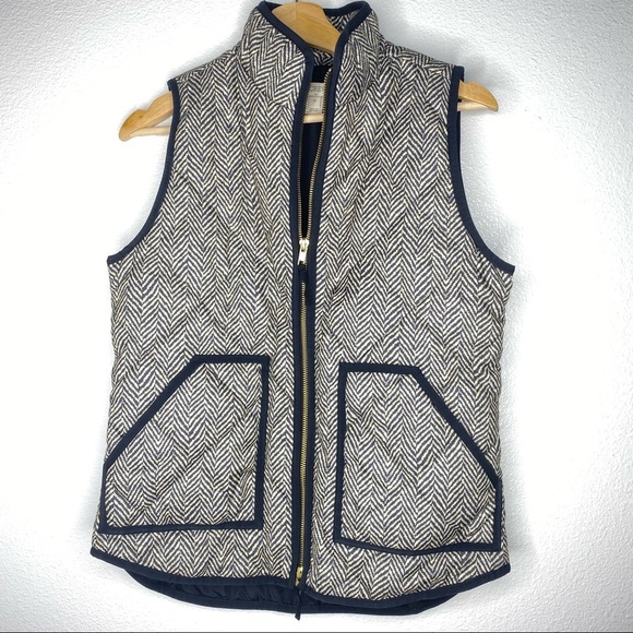 J. Crew Jackets & Blazers - J. Crew Herringbone Excursion Quilted Puffer Vest Jacket Women's XS